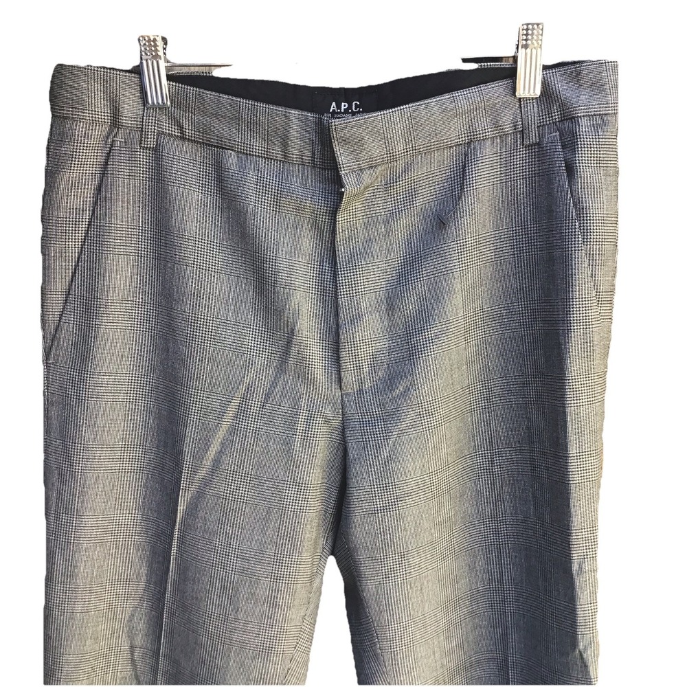 A.P.C. Rue Madame Paris Gray Glen Plaid Wool Dress Pants Men's Small 31x30